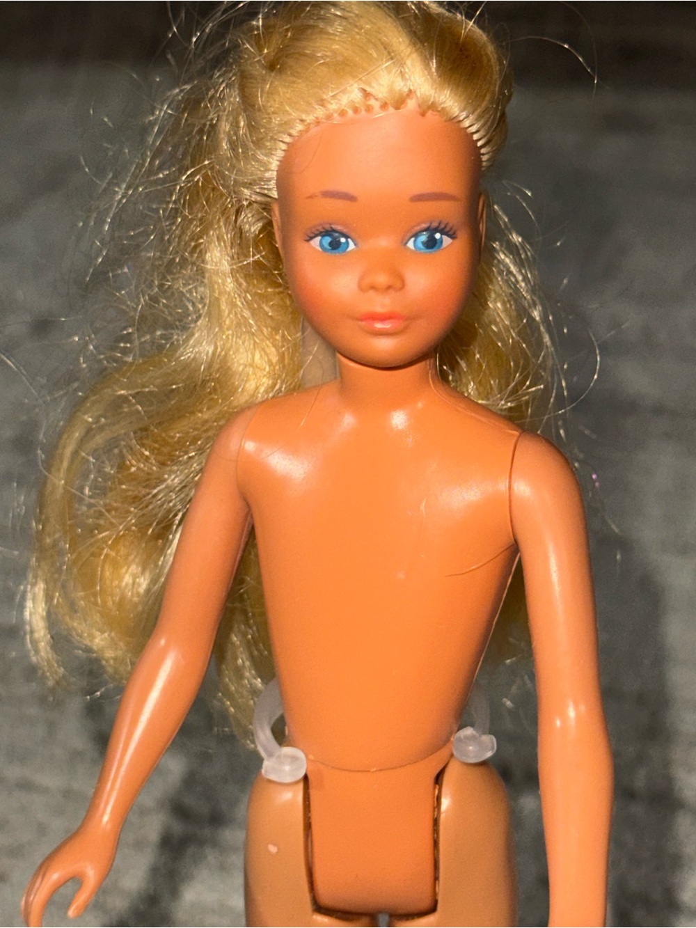 Barbie Mattel Skipper 1976 Vintage Blonde Wavy Hair Blue Eyes Nude